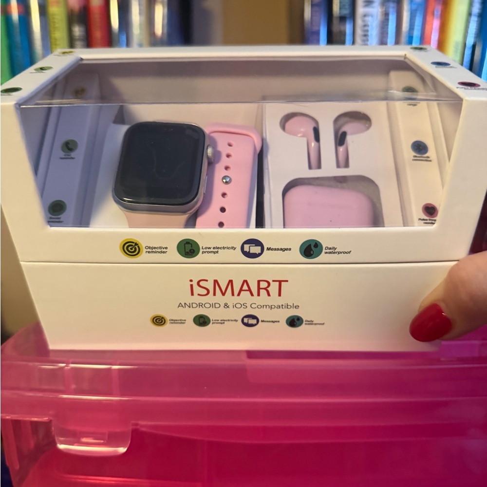 iSMART Smartwatch and Earbuds Set in Pink